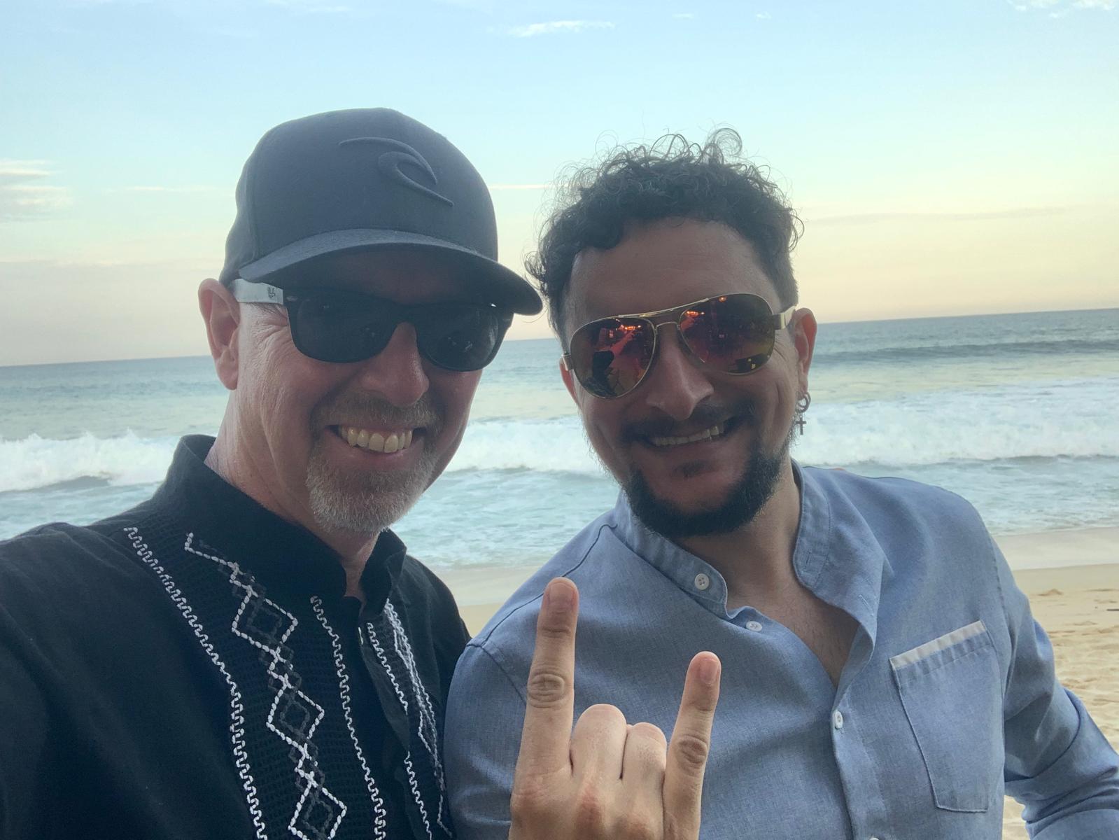 Jim Rhodes and Abraham Serna on the beach in Los Cabos