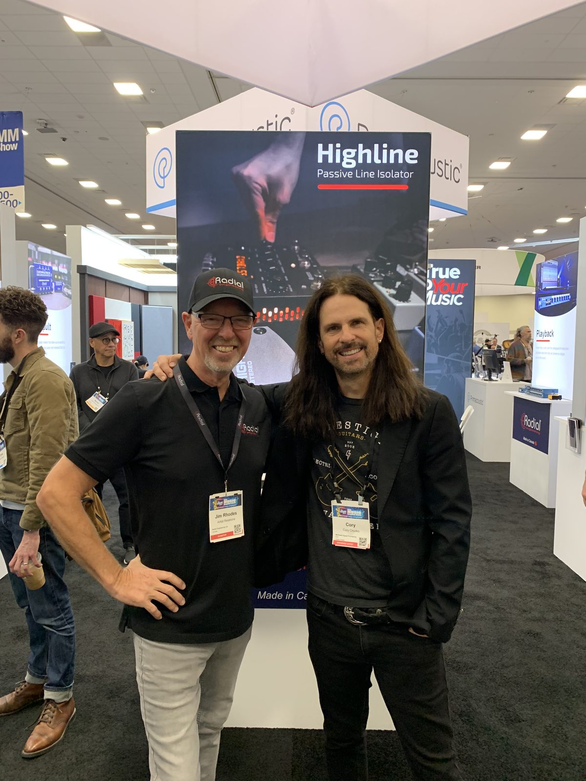 Jim Rhodes at the Radial Engineering booth at NAMM