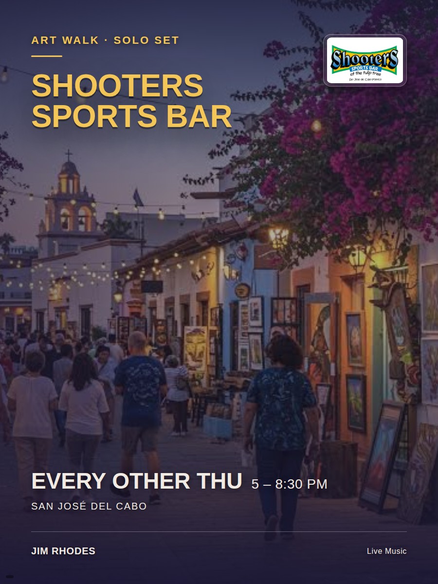 Shooters Sports Bar show poster — Art Walk solo set, every other Thu 5–8:30pm